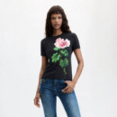 DESIGUAL Camiseta de Punto con Cuello Redondo 26WWTK50-2000