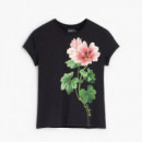 DESIGUAL Camiseta de Punto con Cuello Redondo 26WWTK50-2000