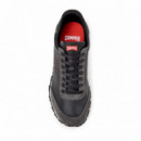 Camper Zapatillas de piel y nobuk negras y grises K101097-009-1