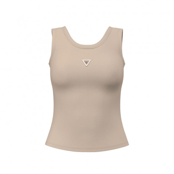 Guess Athleisure Camiseta Triangle Logo Taupe V6YP09 K4312-G1L9