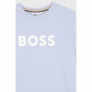 Camiseta BOSS de niño de algodón con logo estampado
