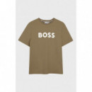 Camiseta BOSS de niño de algodón con logo estampado