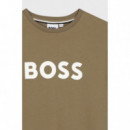 Camiseta BOSS de niño de algodón con logo estampado
