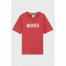 Camiseta BOSS de niño de algodón con logo estampado