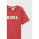 Camiseta BOSS de niño de algodón con logo estampado