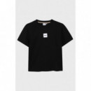 Camiseta para niños de corte holgado en algodón con parche logo de Boss