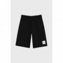 Pantalón corto para niños de forro polar con etiqueta con logo de Boss