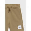 Pantalón corto para niños de forro polar con etiqueta con logo de Boss