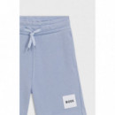 Pantalón corto para niños de forro polar con etiqueta con logo de Boss
