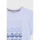 Camiseta para niños en punto de algodón con logo 3D de BOSS