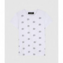 Camiseta Karl Lagerfeld para niña de algodón orgánico con multilogo en pedrería.