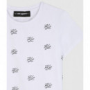 Camiseta Karl Lagerfeld para niña de algodón orgánico con multilogo en pedrería.