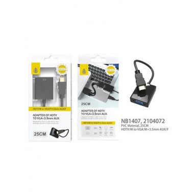 ONE PLUS Adaptador Hdmi/m a Vga/h + Audio Jack 3.5MM Cable 25CM NB1407