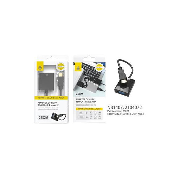 ONE PLUS Adaptador Hdmi/m a Vga/h + Audio Jack 3.5MM Cable 25CM NB1407