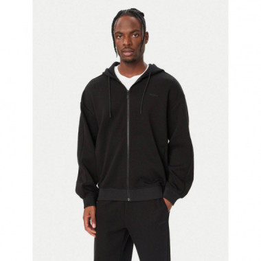 KENNETH FULL ZIP HOODIE SWEATS JET BLACK