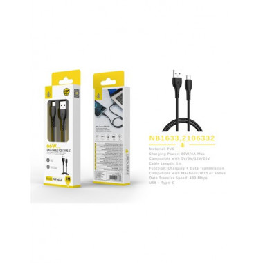 ONE PLUS Cable Datos Tipo C a USB NB1633 66W 1MTR Negro