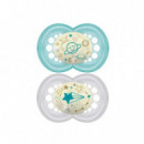 MAM S169 Chupete Original Night +6M Silicona 2UNI Azul