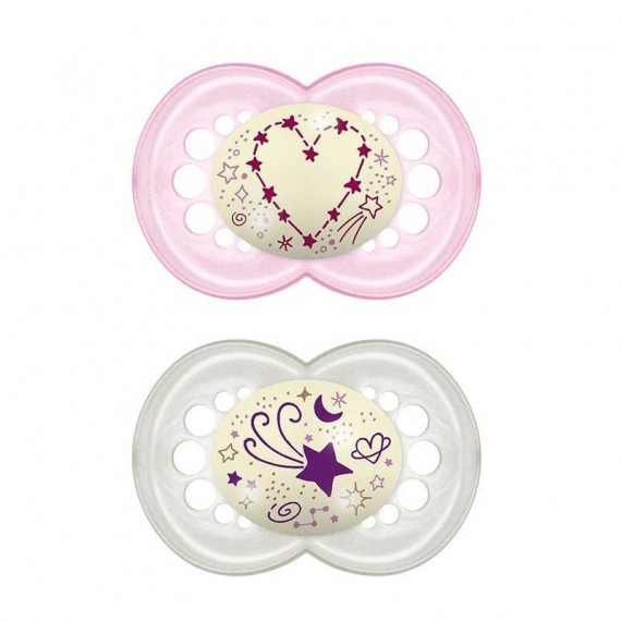 MAM S170 Chupete Original Night +6M Silicona 2UNI Rosa