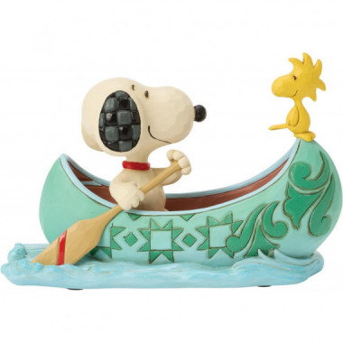 Figura Snoopy y Emilio (Woodstock) en canoa Enesco