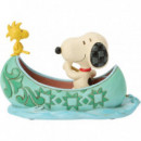 Figura Snoopy y Emilio (Woodstock) en canoa Enesco