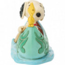 Figura Snoopy y Emilio (Woodstock) en canoa Enesco