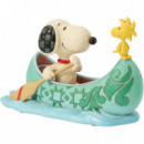 Figura Snoopy y Emilio (Woodstock) en canoa Enesco