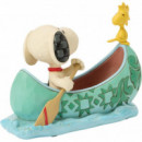 Figura Snoopy y Emilio (Woodstock) en canoa Enesco
