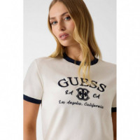 Hoshi Cn Ss T-shirt Dove White  GUESS