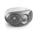 PHILIPS Reproductor Radio CD Portatil AZ215S Plata Aux In