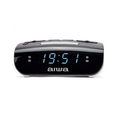 AIWA Radio Reloj Despertador CR-15 Con Doble Alarma, 20 Presintonias Negra