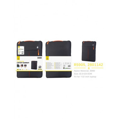 ONE PLUS Funda Para Portatil 12" Nylon Negra Naranja 300D Con Asa R5905