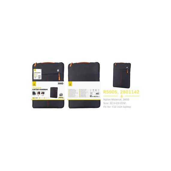 ONE PLUS Funda Para Portatil 12" Nylon Negra Naranja 300D Con Asa R5905