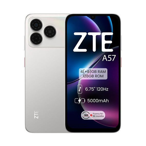 ZTE Telefono Movil A57 128GB/4GB 6.75" Plata