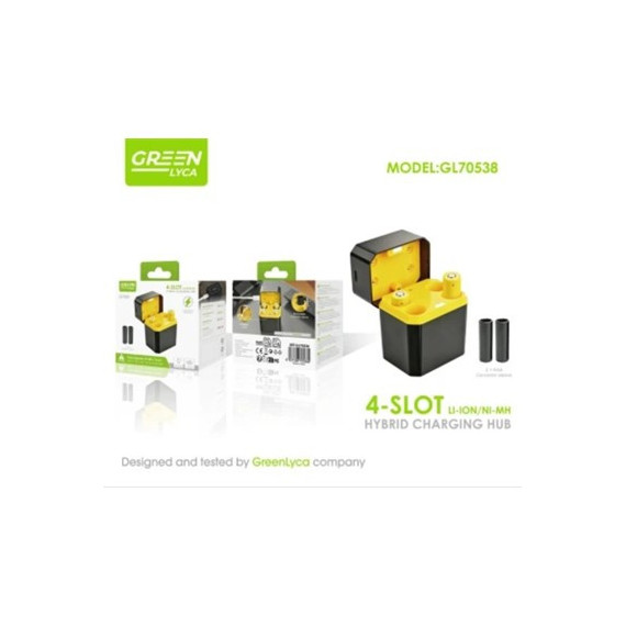 GREEN LYCA Cargador de Bateria AA/AAA 1.2V 1.5V Ni-MH Li-Ion Con 4  Ranuras GL70538