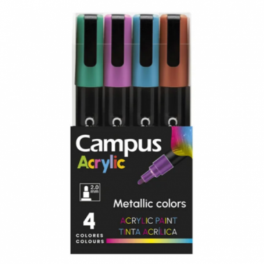Rotuladores Acr&iacute;licos Campus 4 Colores Met&aacute;licos