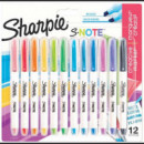 Rotulador Sharpie S-Notes 12 Colores Surtidos