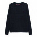 TOMMY HILFIGER - CLASSIC COTTON CABLE CREW NECK - DW5 - F|MW0MW33132/DW5