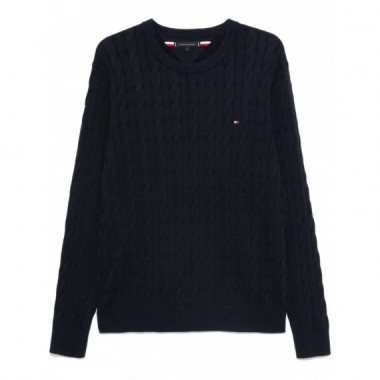 TOMMY HILFIGER - CLASSIC COTTON CABLE CREW NECK - DW5 - F|MW0MW33132/DW5