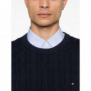 TOMMY HILFIGER - CLASSIC COTTON CABLE CREW NECK - DW5 - F|MW0MW33132/DW5