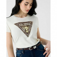 Ss Cn Snake Triangle Tee Cream White  GUESS