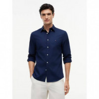 Flex Pop Small Dobby Sf Shirt Carbon Nav  TOMMY HILFIGER