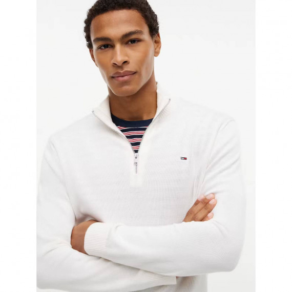 Tjm Slm Ess Light ¼ Zip Swtr Ext Off Whi  TOMMY JEANS