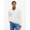 Tjm Slm Ess Light ¼ Zip Swtr Ext Off Whi  TOMMY JEANS