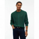 Tjm Reg Cable Knit Sweater Velvet Green  TOMMY JEANS