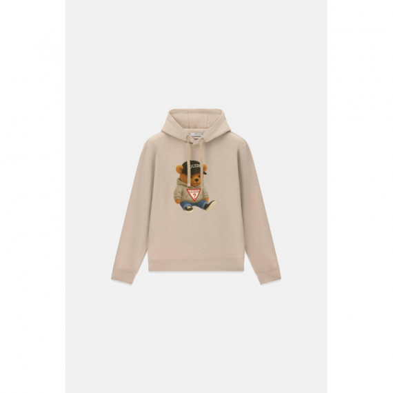 Ls Teddy Bear Melange Hooded S Chestnut  GUESS
