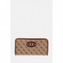 SAMANTHA SLG LRG ZIP AROUND LATTE LOGO/B