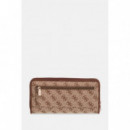 SAMANTHA SLG LRG ZIP AROUND LATTE LOGO/B