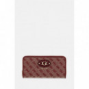 Samantha Slg Lrg Zip Around Merlot Logo  GUESS
