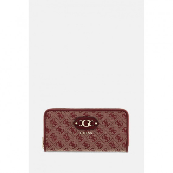 Samantha Slg Lrg Zip Around Merlot Logo  GUESS