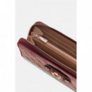 Samantha Slg Lrg Zip Around Merlot Logo  GUESS